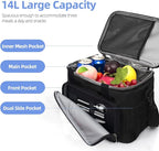 iknoe Insulated Lunch Bag, Foldable 14L Cooler Bag for Men & Women, Leakproof Thermal Design, Great for Office, Picnic, Travel, Lunch Box, Black New