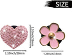 Bling Heart & Daisy Air Vent Clips, 4 Pcs Pink Heart & Flower Car Air Fresheners Vent Clips Diffuser Vent Clip Rhinestone Diamond Decoration Car Interior Decor Cute Accessories for Women