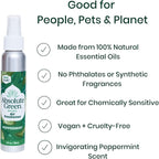 Absolute Green Air Freshener Room Spray, Non-Toxic, Cover Odors, Safe around Kids and Pets, Natural Peppermint Scent 4oz (Pack of 2)