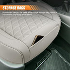 Luxury Faux Leather Car Seat Cover, Anti-Slip Waterproof Universal Front Bottom Seat Protector with Storage Pocket, Triangular Pattern Vehicle Seats Cushion for Sedans, SUVs, Trucks (Grey)