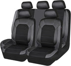 CAR PASS Leather Seat Covers, Automotive Sport Car Seat Cover Super 5mm Composite Sponge Inside, Airbag Compatible Universal Fits Most Cars, SUVs, Trucks and Vans (Full Set,Black & Gray)
