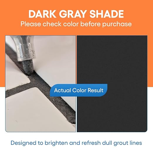 Dark Gray Grout Paint Pen Tile Grout Colorant & Sealer Marker, Quick-Dry, Ideal for Bathroom, Shower, Kitchen Tiles Restores Grout Lines, 3 Adjustable Tips (2-3 mm)
