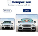 GENANY Smiling Cow Windshield Sun Shade for Car SUV Truck (55x30 Inches), Sun Shade Windshield, Shades for Front Windows, Xmas Auto Gift, Spring Car Decor