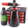 SPTA PRO Foam Cannon (Thicker Snow Foam Technology) with 1/4 Inch Quick Connector for Pressure Washer (Wide Mouth), 34 Oz Bottle (1/4" Quick Connector) with Adjustable Thick Foam+16Oz Car Wash Soap