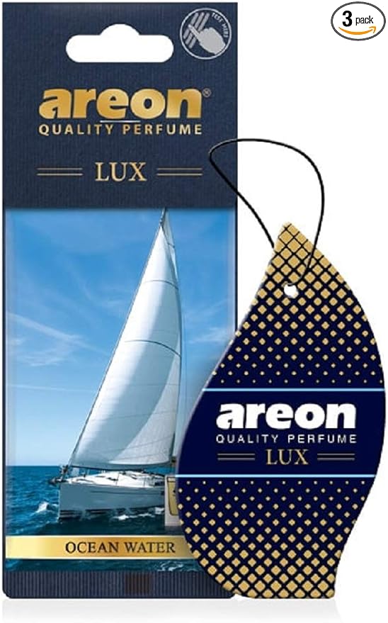 AREON Lux Hanging Car and Home Air Freshener, Ocean Water (Pack of 3)