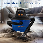 Koblenz Wet Dry Vacuum Cleaner, Large 16.0 Gallon Tank, 6.5 HP Powerful Vacuum for Dry and Wet Messes, Vacuum Cleaner and Blower with Drain Plug, Accessories Included, Black+Blue (WD-16 L4)