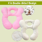 Baby Travel Pillow, Infant Kid's Cushion Soft and Skin Friendly for Car Seat, Pushchair and Stroller (Plush Pink)