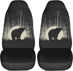 Delerain Car Seat Covers Set 2Pcs, Vintage Bear Animal Universal Front Car Seats Vehicle Enterior Protector Suitable Fits Most Car Auto SUV Sedan Truck