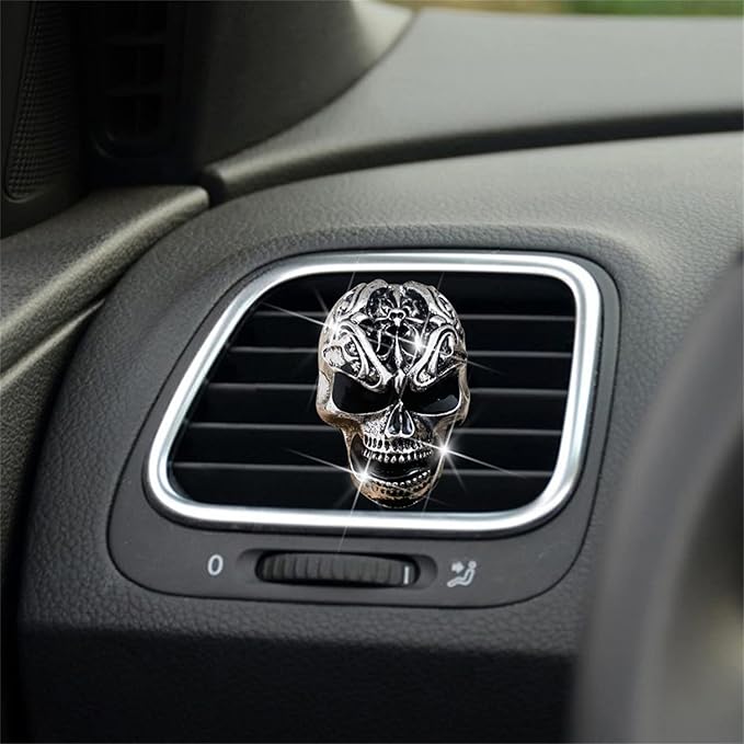 2 Pcs Cute Skull Vent Clips, Skull Head Car Air Fresheners, Car Interior Decor