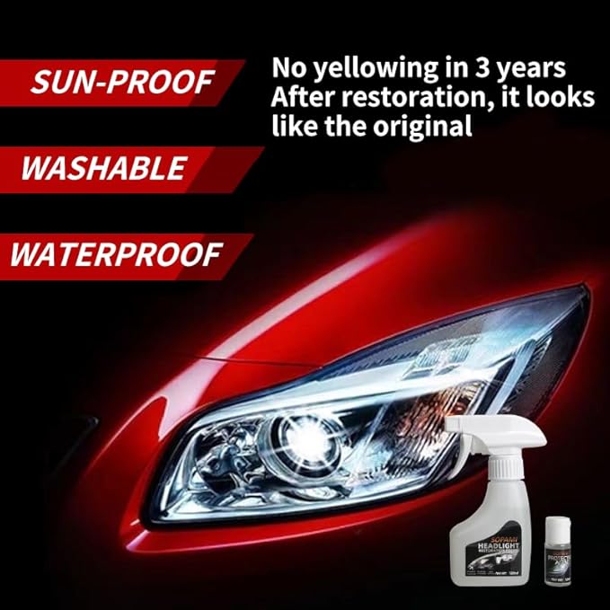 SOPAMI Automotive Headlight Restoration Kit Oxidized and Yellowed Automotive Headlamps Blurring Enhanced Crystallization Coating Refurbisher,Maximum Gloss & Shine – Extremely Hydrophobic