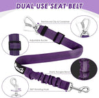 Lukovee Dog Seat Belt for Car, Adjustable Dog Car Harness for Large Medium Small Dogs, Soft Padded & Breathable Mesh Dog Seatbelt with Car Strap and Carabiner (Purple,L)