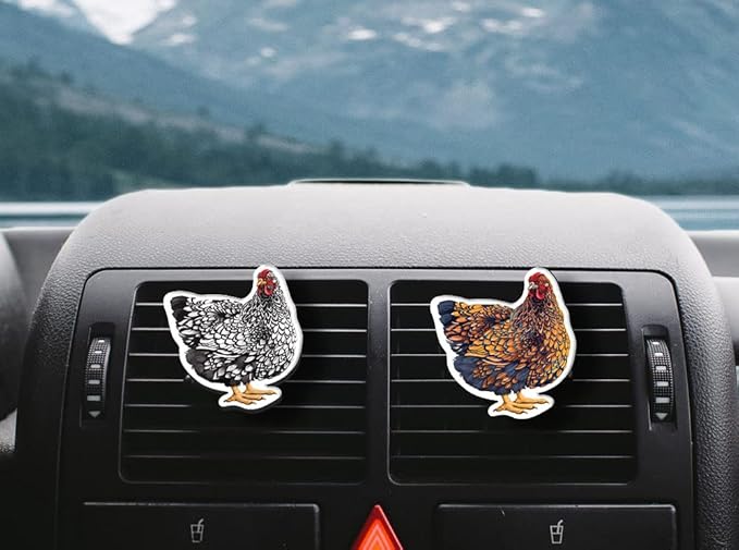 WIRESTER Set of 2 Fresh Scented Car Air Freshener Vent Clip, Decorative Accessories, Interior Decoration for Cars - Shih Tzu, Puppy, Pug Dogs, Bulldogs, Cats, Silkie, Cochin, Dutch Bantam Chickens