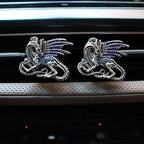 Bling Dragon Car Decor,2pcs Silver Blue Vintage Dragon Car Air Freshener Vent Clips,Refillable Diffuser