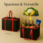 musbus 2 Pack Jumbo Chillout Thermal Tote, Foldable Insulated & Reusable Food Delivery Bag for Groceries, Potlucks, Sundries & More Cooler Bag Insulated Grocery Bags Large Freezer Shopping