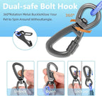 Dog Car Seat Belt - 3-in-1 Heavy Duty Safety Harness with Locking Carabiner, Universal Buckle Adapter, Chew-Proof Steel Rope (Blue, 24in/60cm)