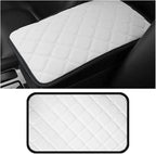HZEL Car Center Console Cushion Pad, PU Leather Vehicle Armrest Protection Cover, Waterproof Automotive Interior Arm Rest Seat Box Mat Accessories, Universal for SUV, Sedan, Truck (White)