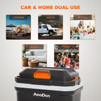 Electric Car Cooler and Warmer, 26 Quart Capacity, Thermoelectric Iceless Cooler for Travel, Camping, Vehicles, Truck, Home - 12V DC and 120V AC (Black & Orange)