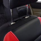 Deluxe Pu Luxury Leather Two Front Car Seat Covers, Waterproof Faux Leather Automotive Seat Covers Airbag Compatible Universal Fit for Most Sedans SUVs Vans (Black and Red)