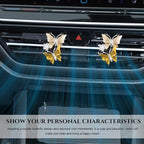 2PCS Car Air Vent Clips, Dual Butterfly Diamond Car Air Conditioner Outlet Vent Clip, Cute Car Diffuser Perfume Clip, Car Air Freshener Decor Accessories for Women Girl (Yellow, Style 1)
