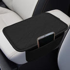 Car Center Console Cover with 2 Storage Bags - Leather Car Armrest Cushion Pad Vehicle Middle Console Cover, Universal Armrest Seat Box Protector Auto Interior Accessories for SUV, Truck, Sedan(Black)