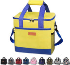 Iknoe Large Cooler Bag Collapsible 24 Can Insulated Bags Leakproof Lunch Cooler Tote with Multi-Pockets for Adult Insulated Thermal Bag for Beach, Picnic, Office Work(Yellow)