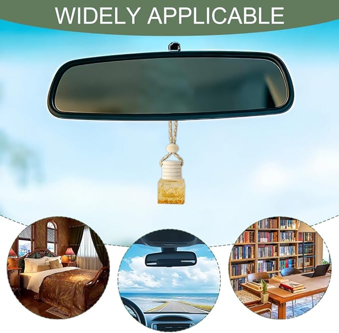 5PCS Hanging Car Air Freshener, Car Air Freshener Diffuser, 8ml Hanging Essential Oil Diffuser Bottle, Auto Interior Cute Glass Empty Perfume Bottle Ornament for Most Vehicles (Water Cube)