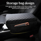 zipelo Car Armrest Cushion, Carbon Fiber Leather Auto Center Console Pad, Memory Foam Armrest Box with Storage Bag, Hand Rest Pillow with Organizer Pockets, Universal Fit for Most Vehicles (Coffee)