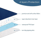 Waterproof Chair Pads for Incontinence, 4 Pack Reusable Seat Protector Pads 18" x 16", Absorbent Wheelchair Pad Covers, Washable Chair Pads for Adults, Kids & Pets - Navy Blue
