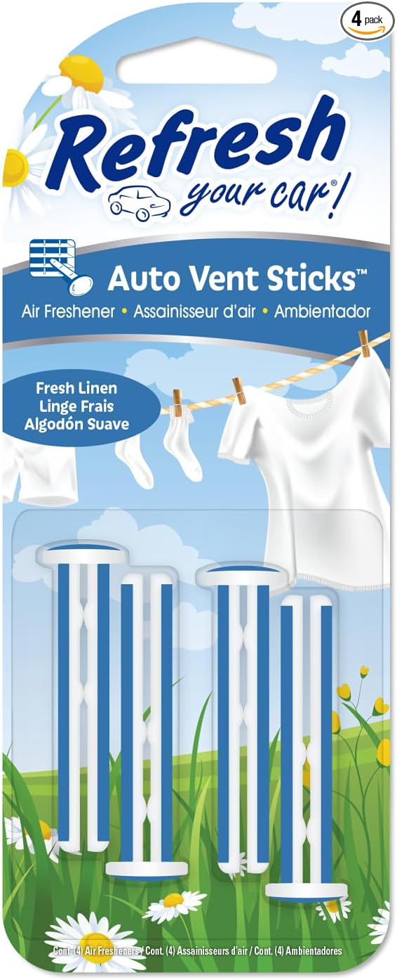 Refresh Your Car! Vent Air Freshener (Fresh Linen CS Scent, 4 Pack)