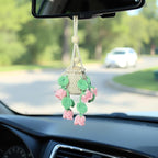 Handmade Crochet Hanging Essential Oil Diffuser Plant for Car Air Freshener | Cute Décor Knitted Succulent Fresheners for Refillable Scent Oils Holder Deffusers (Bellflower)