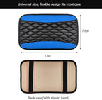 Car Center Console Cushion Pad, 12.6 × 7.48 Inches Waterproof Car Armrest Seat Box Cover, PU Leather Armrest Cover Protector for Most Vehicle, Universal Car Interior Accessories (Black+Blue)