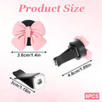 6 Pcs Pink Bow Car Air Vent Clips, Cute Air Freshener Clips for Car Interior Decoration Accessories