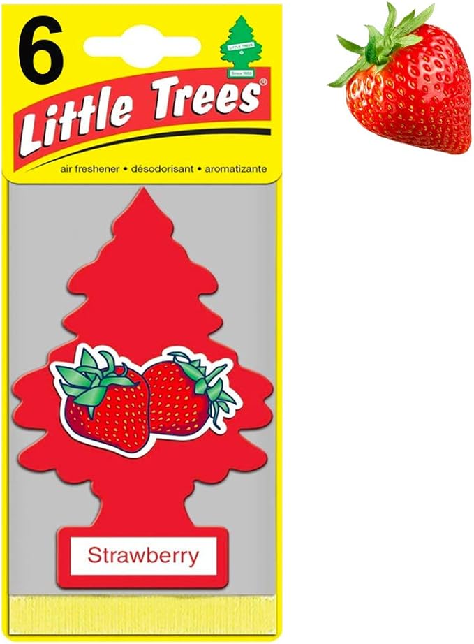 6 Pack Strawberry Scent Little Trees Air Freshener Home Car Hanging Office Aroma