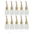 10 Packs Car Hanging Diffuser Empty Glass Perfume Bottles Air Freshener Diffuser Bottle Pendant Oil Fragrance Aromatherapy Bottle Ornament Decor (square)