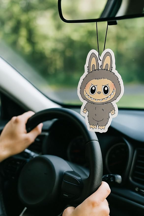 PumpCar car air freshener 2-piece double-sided The Monsters hanging cherry-scented for rearview mirror Car Interior Accessories Household Gifts (Sesame Bean, Cherry)
