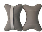 Car Neck Pillows Both Side Pu Leather 2pieces Pack Headrest Fit for Most Cars Filled Fiber Universal Car Pillow (Grey)