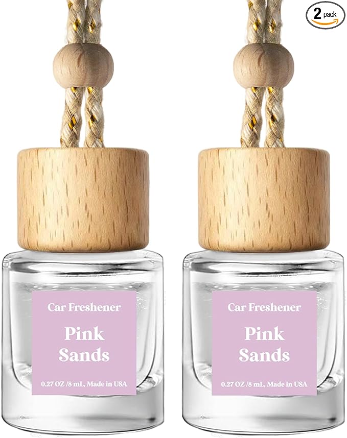 C Classy Car Air Freshener Hanging 2 Pack, Pink Sands Essential Oil Diffuser for Cars, Long-Lasting Fragrance, Cute Car Accessories, C ar Air Fresheners for Women & Men Gift, Made in USA