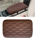 Car Center Console Cushion Pad, 12.48×7.40 Inches Waterproof Car Armrest Seat Box Cover, Comfortable PU Leather Vehicle Armrest Cover Protector, Car Decor Interior Accessories (Coffee)