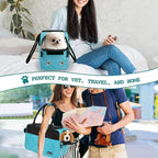 PetAmi Dog Purse Carrier for Small Dogs, Airline Approved Soft Sided Pet Carrier with Pockets, Ventilated Dog Carrying Bag for Puppy Cat, Dog Travel Supplies Bag, Sherpa Bed, Max 12 lbs, Teal Blue