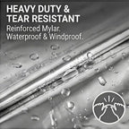 Ruten Double-Sided Green/Silver Thermal Emergency Blanket (4-Pack) - Extra Large 63x82.7 Heavy Duty Mylar Foil Space Blankets for Camping, Car, Hiking, Survival Kits - Windproof & Waterproof