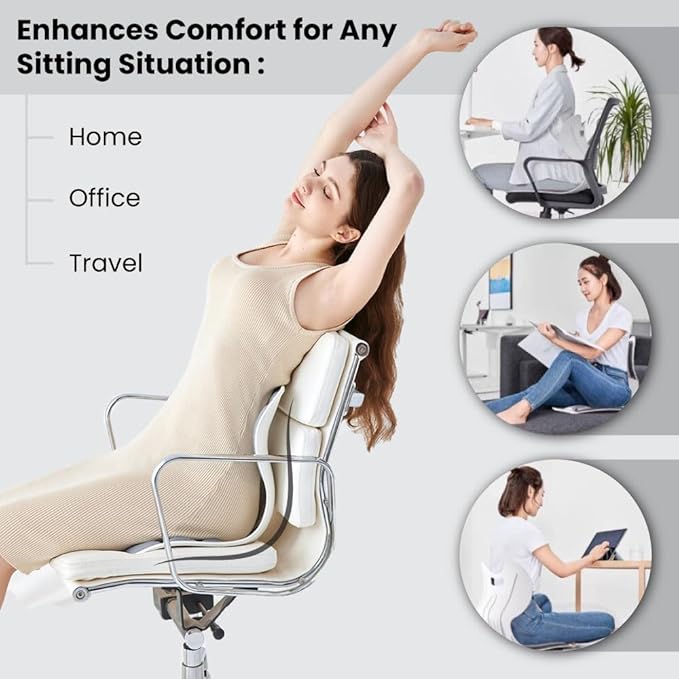 Ergonomic Lumbar Support Cushion, Blue, 44.5mm x 410mm x 340mm, Standard Size, for Shoulder and Back Posture, 110-265 lbs Capacity
