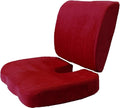 Bookishbunny 2pc High Resilience Memory Foam Seat Chair Waist Lumbar Back Support Cushion Pillow Car Office Home (Burgundy)