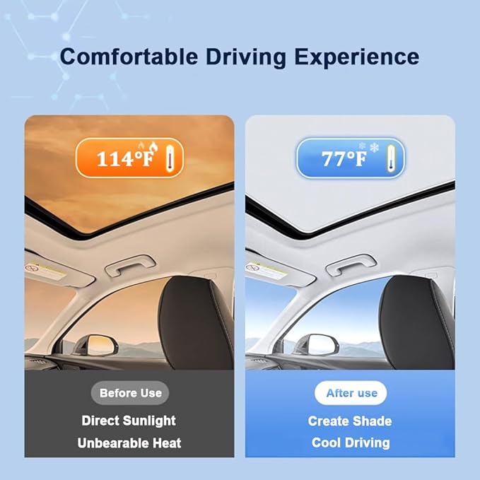 Car Sunroof Shade Compatible with Mercedes Benz GLE 350/450 2015-2019, Foldable Glass Roof Sunshade with Storage Bag, Heat Insulation Sun Protection Roof Interior Sunshade