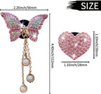 Pink Heart & Butterfly Pandent Air Vent Clips, 4 Pcs Bling Heart Car Air Fresheners Vents Clips Diamond Interior Decor Bling Cute Car Accessories Decoration for Women +Sunflower Mask Hook