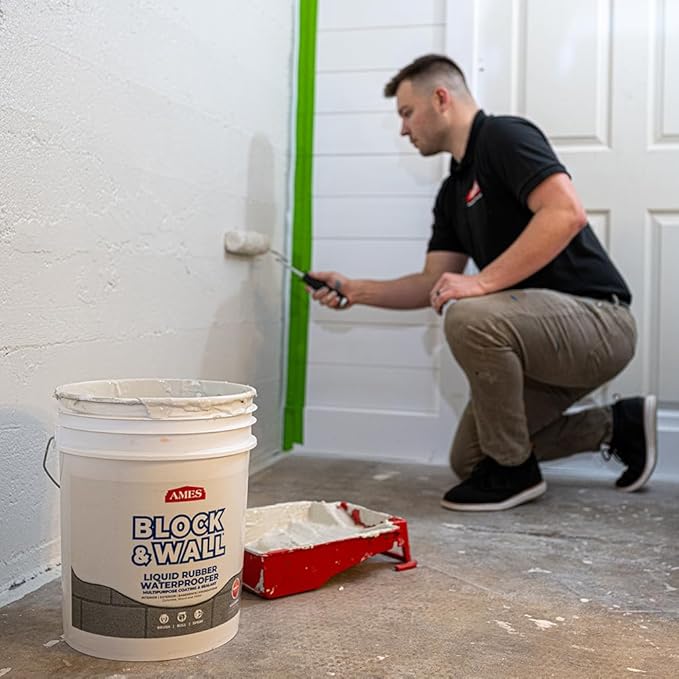 AMES Block & Wall | High Strength Elastomeric Liquid Rubber, 5 Gallon White