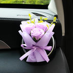 Mini Car Vent Clip Air Freshener, Aesthetic Floral Soap Rose Bouquet Diffuser Decor, Reusable Essential Oil Aroma Pad, Cute Car Accessories Gift for Women (Style J)