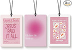 Lacama Pink Christian Car Air Freshener 3Pcs, Funky Retro Coquette Boho Floral Christian Jesus Cars Scents Air Freshener for Women Girls Gifts, Pink Car Accessories Interior Mirror Decor Hanging