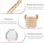 4 PCS Hanging Car Air Freshener, Empty Clear Glass Bottle Pendant Essential Oil Diffuser with Wooden Cap, 8ml Refillable Aromatherapy Bottle Perfume Ornament for Most Vehicles (Oblate)