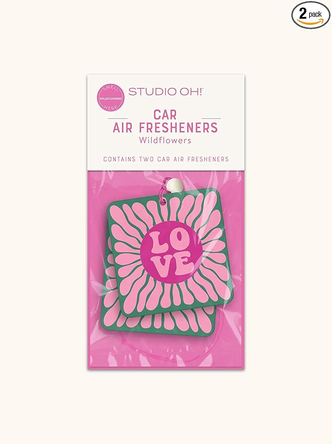 Studio Oh! Car Air Fresheners - Pack of 2 Scented Hanging Car Odor Eliminator - Unique Design with Decorative Bead - Blooming Love