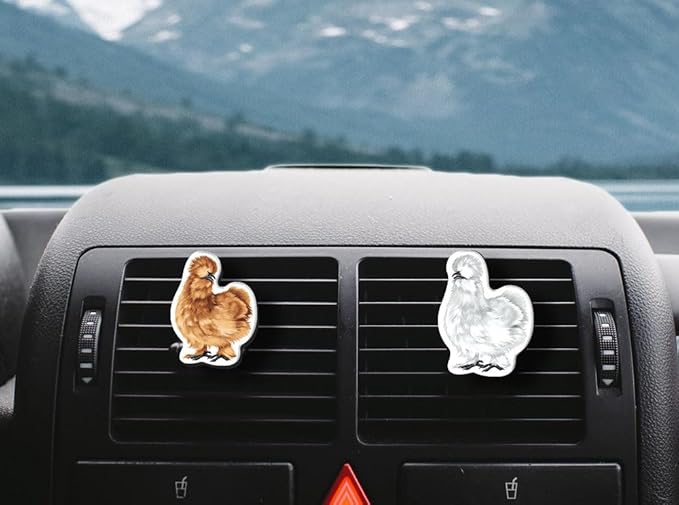 WIRESTER Set of 2 Fresh Scented Car Air Freshener Vent Clip, Decorative Accessories, Interior Decoration for Cars - Shih Tzu, Puppy, Pug Dogs, Bulldogs, Cats, Silkie, Cochin, Dutch Bantam Chickens